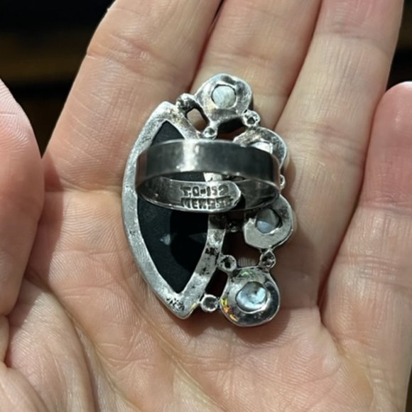 Onyx and mother of pearl set / Earrings and Ring / from Guanajuato - Picture 2 of 3